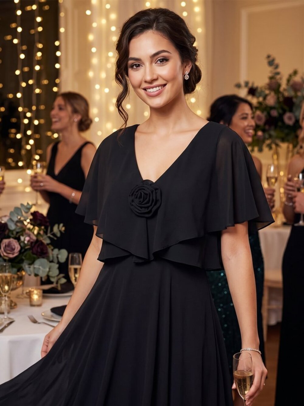Vintage ann Hobbs for cattiva I.magnin black chiffon dress